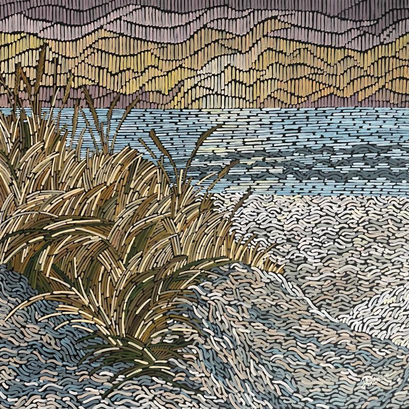 Gemälde white beach at sunset 1 von Dmitrieva Daria | Gemälde Impressionismus Landschaften Marine Natur Acryl