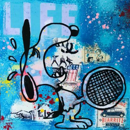 Gemälde Snoopy tennis von Kikayou | Gemälde Pop-Art Acryl, Collage, Graffiti Pop-Ikonen