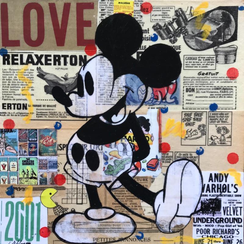 Painting Mickey vintage by Kikayou | Painting Pop-art Pop icons Graffiti Acrylic Gluing