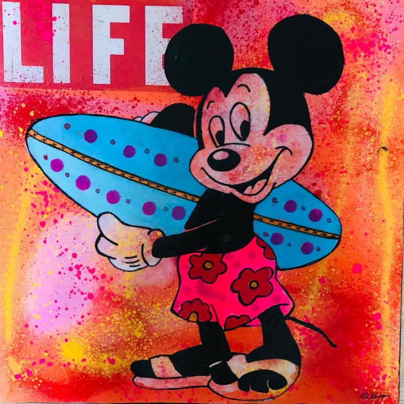 Painting Mickey surf by Kikayou | Painting Pop-art Pop icons Graffiti Acrylic Gluing