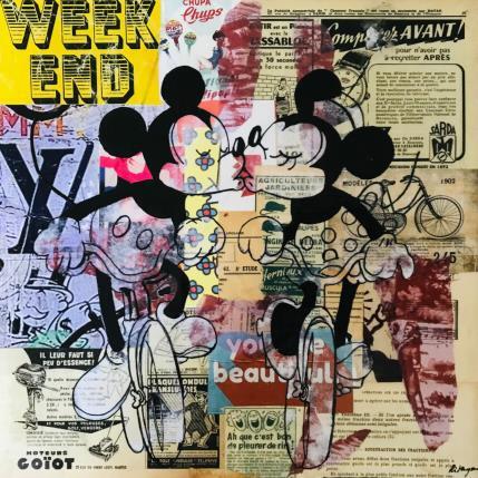 Gemälde Love bike von Kikayou | Gemälde Pop-Art Acryl, Collage, Graffiti Pop-Ikonen