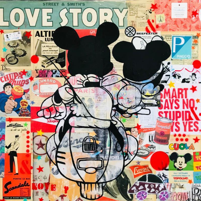 Gemälde Dolce vita von Kikayou | Gemälde Pop-Art Pop-Ikonen Graffiti Acryl Collage