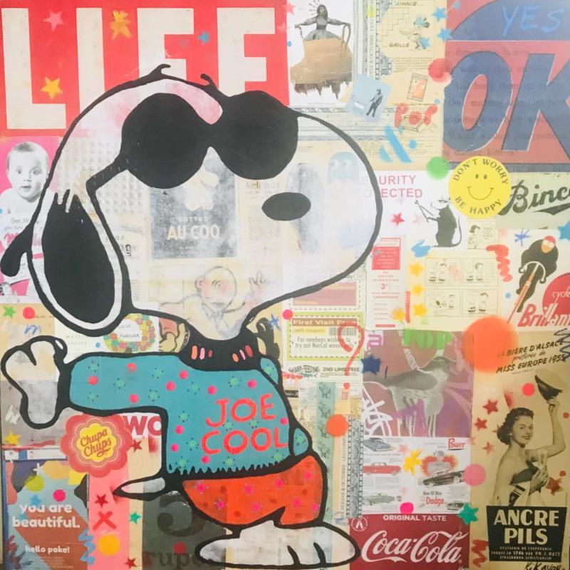 Painting Snoopy vintage by Kikayou | Painting Pop-art Acrylic, Gluing, Graffiti Pop icons
