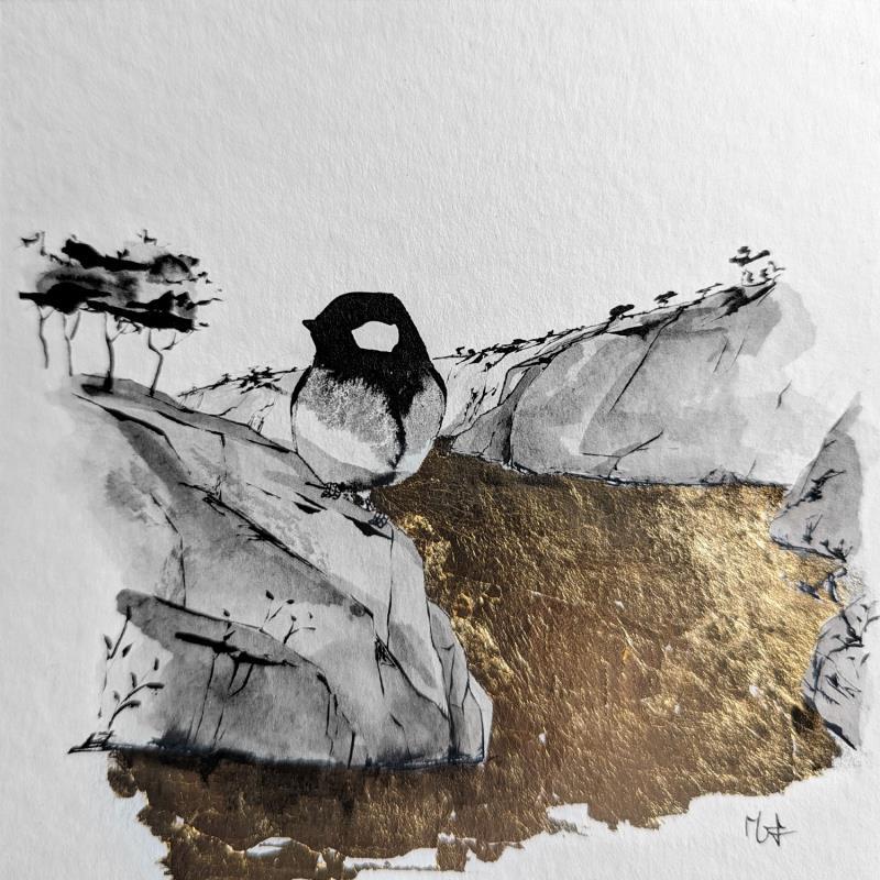 Painting Cassis by Mü | Painting Figurative Landscapes Nature Animals Ink Gold leaf