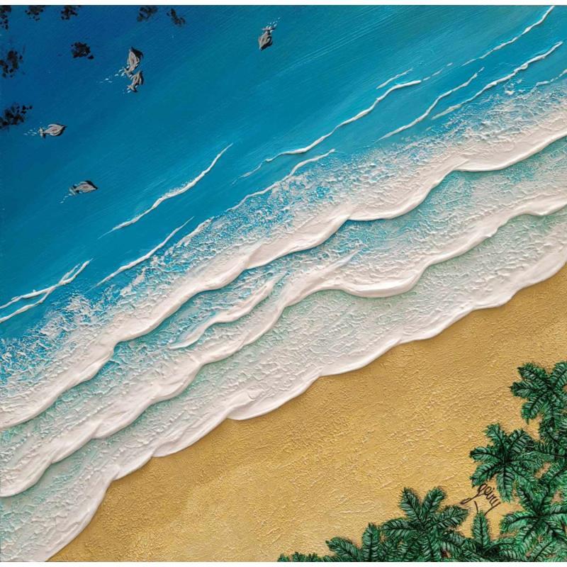 Gemälde Nouvelle Zélande von Geiry | Gemälde Materialismus Marine Natur Acryl Pigmente Marmorpulver