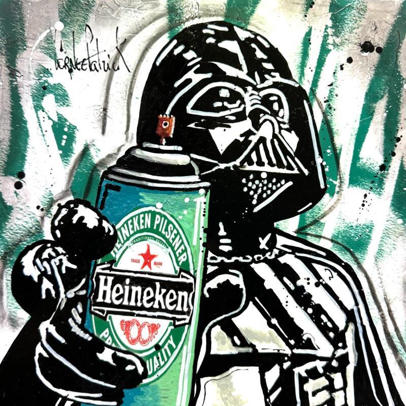 Peinture Dark Vador loves Heineken beer par Cornée Patrick | Tableau Pop-art Urbain Cinéma Icones Pop Graffiti Huile