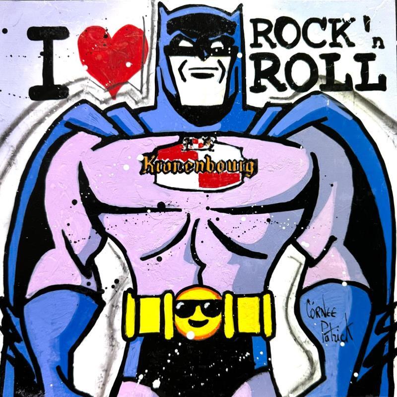 Gemälde Batman, I love rock'n roll von Cornée Patrick | Gemälde Pop-Art Kino Pop-Ikonen Graffiti Öl