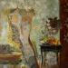 Painting La douceur de vivre  by Romanelli Karine | Painting Figurative Life style Nude Acrylic Gluing Posca Pastel Gold leaf Paper