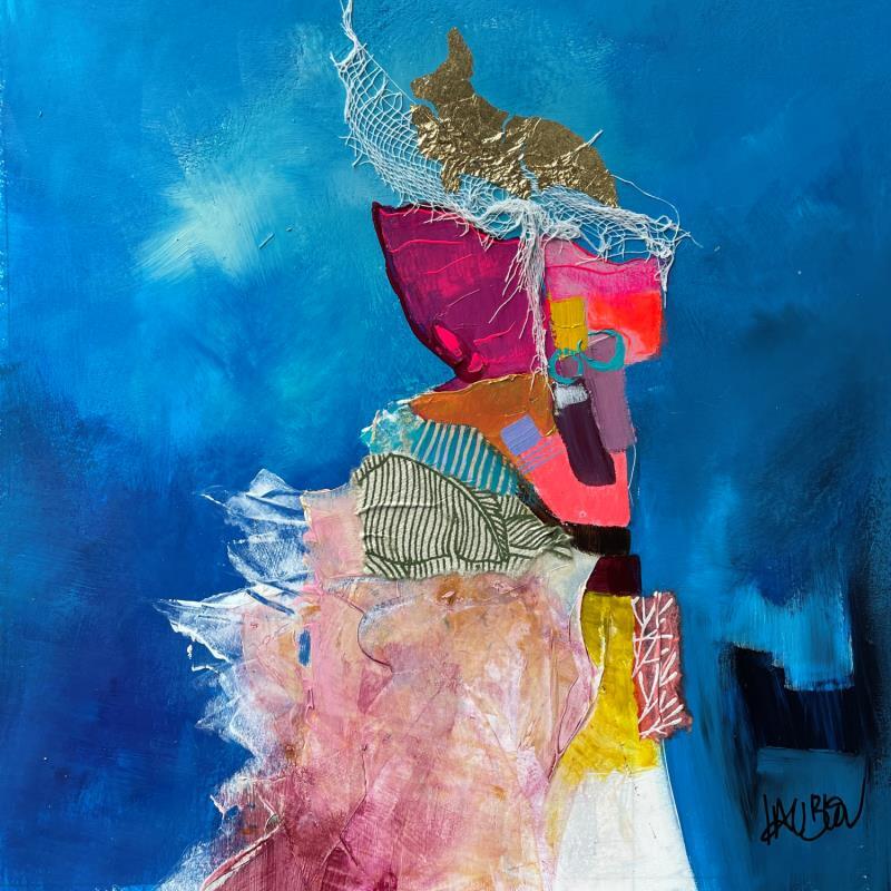 Painting Danceuse au taffetas by Lau Blou | Painting Abstract Acrylic, Cardboard, Gluing Pop icons, Portrait