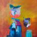 Painting Dis-moi mon enfant by Lau Blou | Painting Abstract Portrait Cardboard Acrylic Gluing