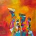 Gemälde 4 amies solaires von Lau Blou | Gemälde Abstrakt Porträt Pappe Acryl Collage