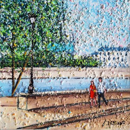 Gemälde Sur l'île Saint-Louis von Dessapt Elika | Gemälde Impressionismus Acryl, Sand