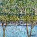 Peinture A travers les arbres par Dessapt Elika | Tableau Impressionnisme Acrylique Sable