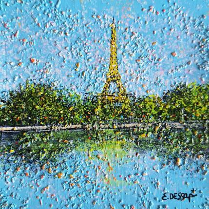 Gemälde Le reflet de la tour Eiffel von Dessapt Elika | Gemälde Impressionismus Acryl, Sand