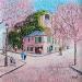 Peinture Ambiance rosée à la maison Rose par Dessapt Elika | Tableau Impressionnisme Acrylique Sable