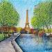 Peinture Le retour du printemps à Paris par Dessapt Elika | Tableau Impressionnisme Acrylique Sable