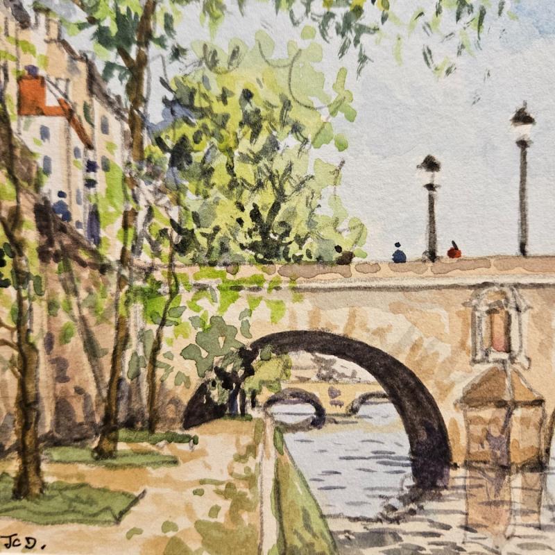 Painting Paris, Ile St Louis, Pont Marie by Decoudun Jean charles | Painting Figurative Urban Watercolor