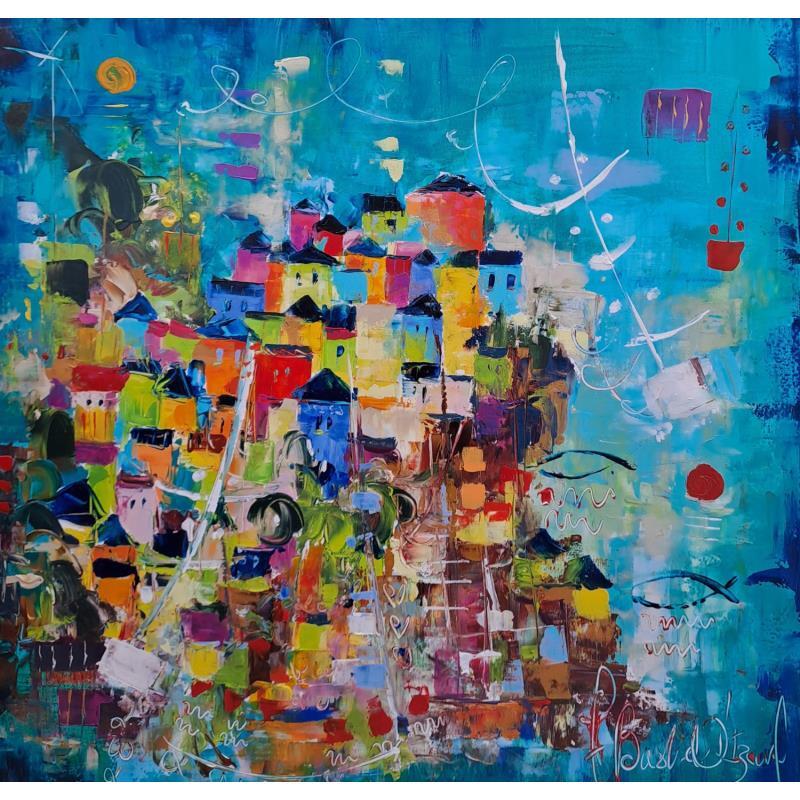 Painting Les Cinq Terres by Bastide d´Izard Armelle | Painting Abstract Acrylic Urban