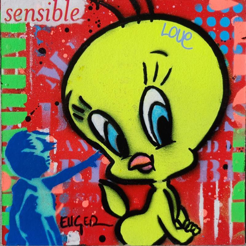 Painting SENSIBLE  by Euger Philippe | Painting Pop-art Pop icons Cardboard Acrylic Gluing