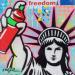 Gemälde FREEDOM von Euger Philippe | Gemälde Pop-Art Pop-Ikonen Pappe Acryl Collage