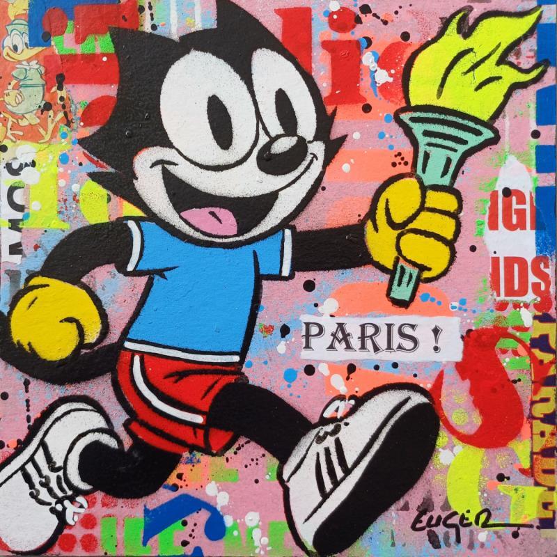Gemälde PARIS von Euger Philippe | Gemälde Pop-Art Pop-Ikonen Pappe Acryl Collage