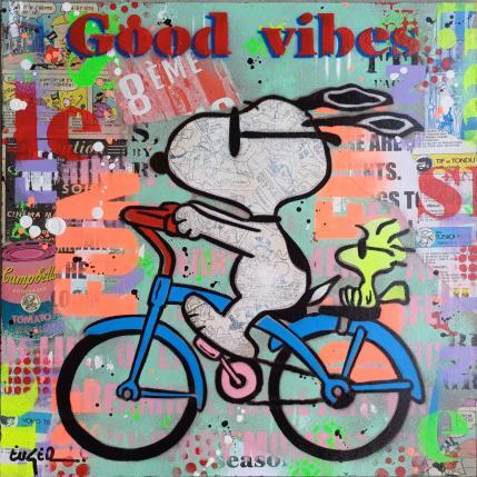 Painting GOOD VIBES by Euger Philippe | Painting Pop-art Acrylic, Cardboard, Gluing Pop icons