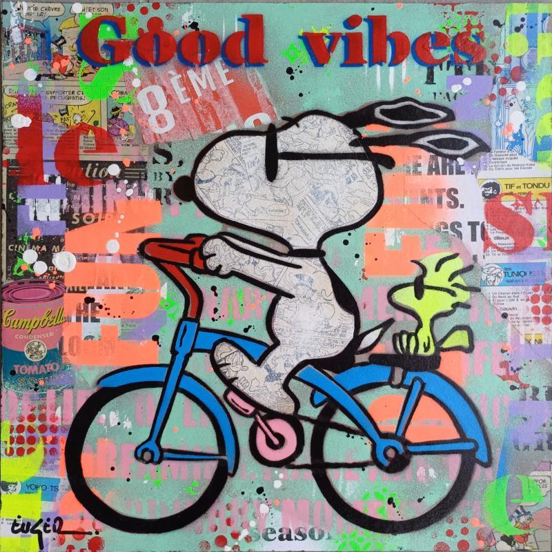 Painting GOOD VIBES by Euger Philippe | Painting Pop-art Pop icons Cardboard Acrylic Gluing