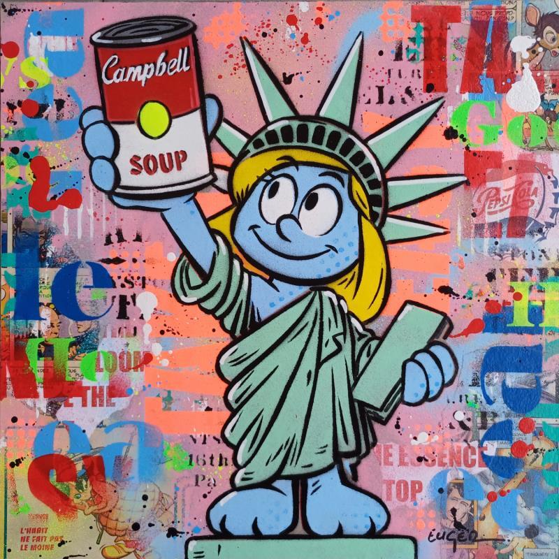 Painting MISS POP LIBERTY by Euger Philippe | Painting Pop-art Pop icons Acrylic Gluing