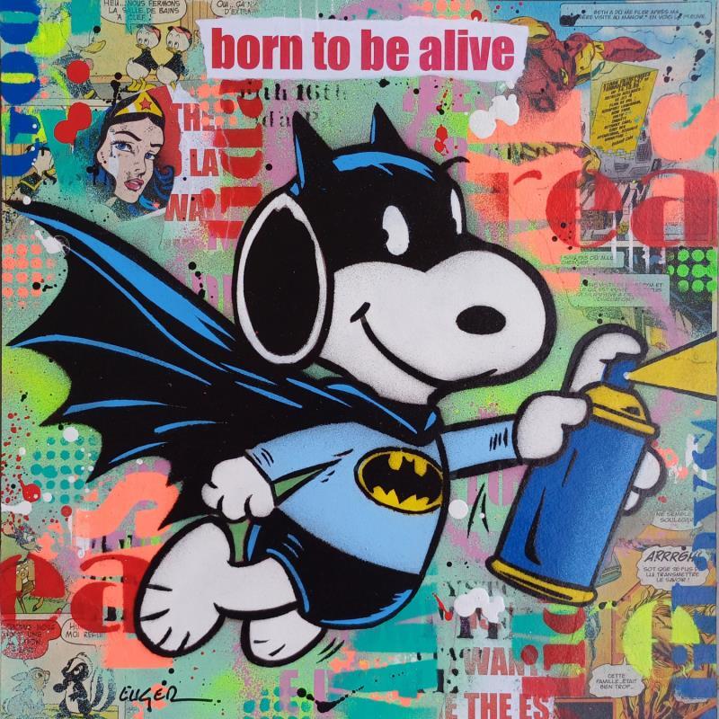 Painting BATDOG by Euger Philippe | Painting Pop-art Acrylic, Cardboard, Gluing Pop icons