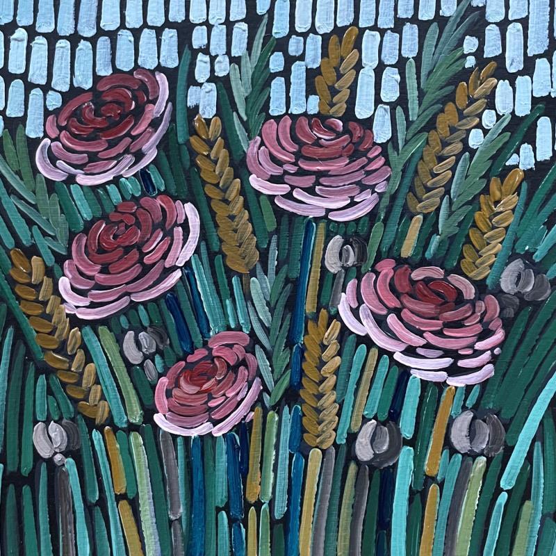 Gemälde Roses and rye von Dmitrieva Daria | Gemälde Impressionismus Natur Acryl