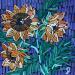 Gemälde Sunflowers on purple von Dmitrieva Daria | Gemälde Impressionismus Natur Acryl