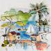 Peinture Bleu Méditerranée par Colombo Cécile | Tableau Figuratif Paysages Marine Scènes de vie Aquarelle Acrylique Collage Encre Pastel