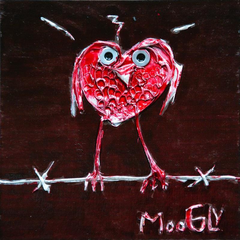 Painting Valentino by Moogly | Painting Raw art Acrylic, Cardboard, Pigments, Resin Animals