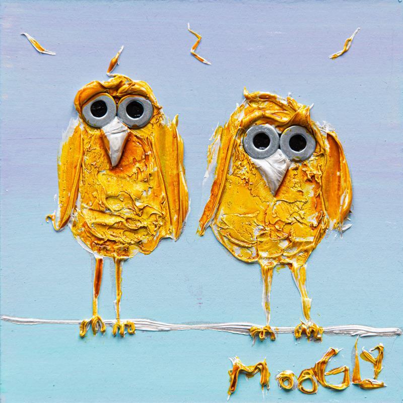 Gemälde Spectatus von Moogly | Gemälde Art brut Acryl, Harz, Pappe, Pigmente Tiere
