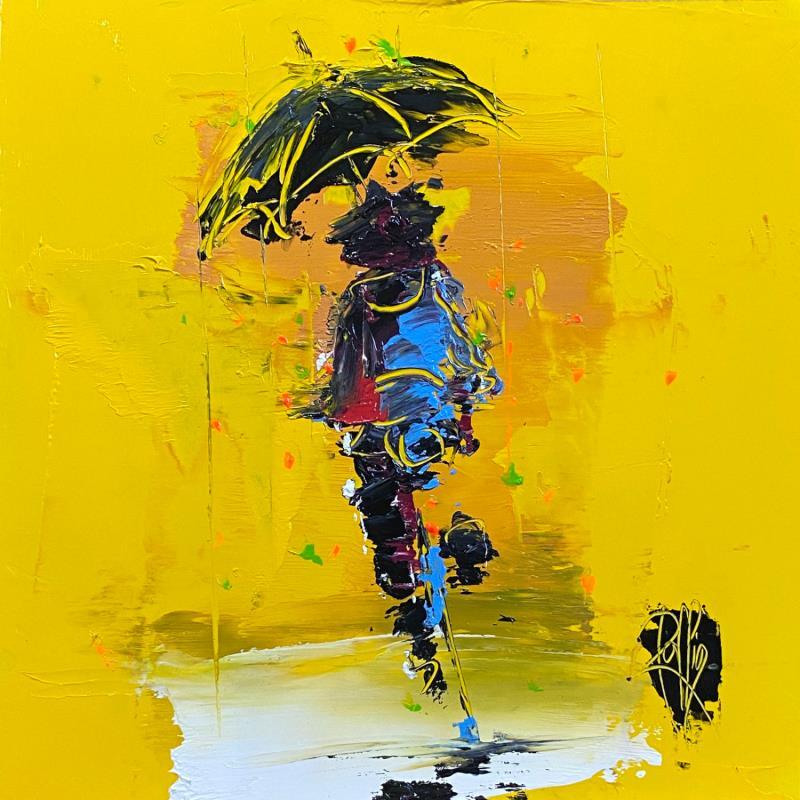 Peinture Sous mon parapluie par Raffin Christian | Tableau Figuratif Huile Scènes de vie