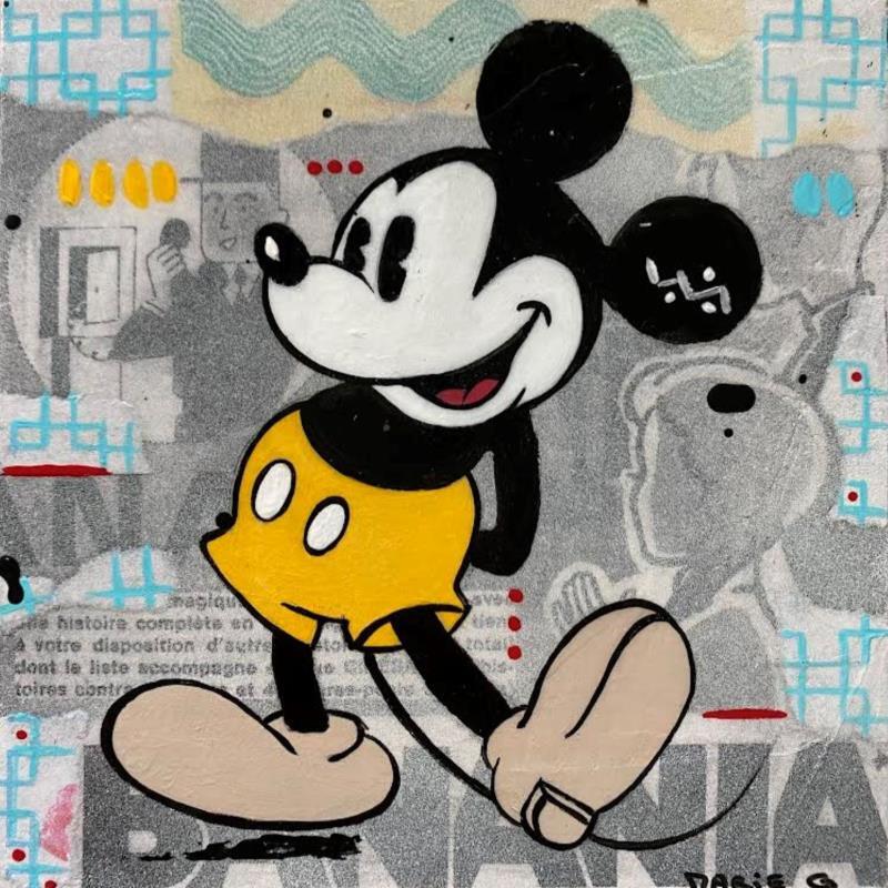 Painting Mickey vintage by Marie G.  | Painting Pop-art Acrylic, Gluing, Wood Pop icons
