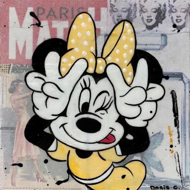 Gemälde Minnie Coquine von Marie G.  | Gemälde Pop-Art Pop-Ikonen Holz Acryl Collage