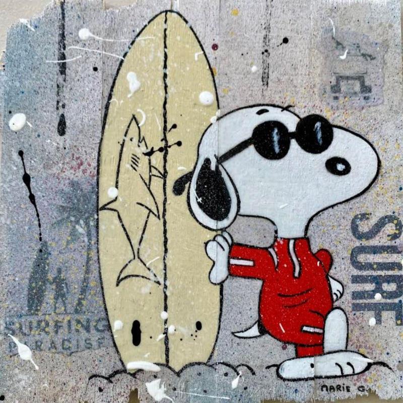 Painting Surfing Paradise by Marie G.  | Painting Pop-art Acrylic, Gluing, Wood Pop icons