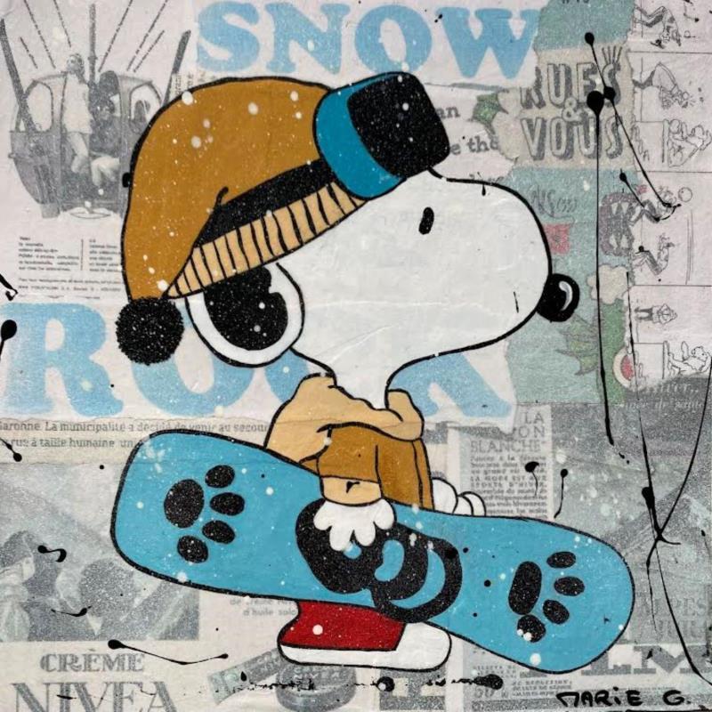 Gemälde Snow von Marie G.  | Gemälde Pop-Art Pop-Ikonen Holz Acryl Collage