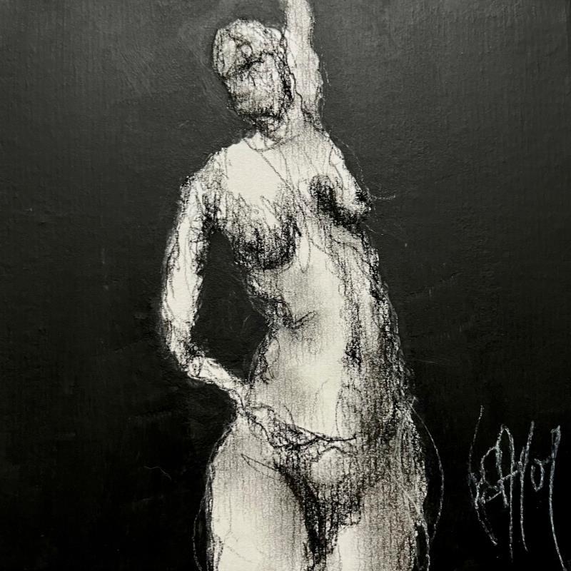 Painting Martine by Sahuc François | Painting Figurative Acrylic, Pastel Minimalist, Nude