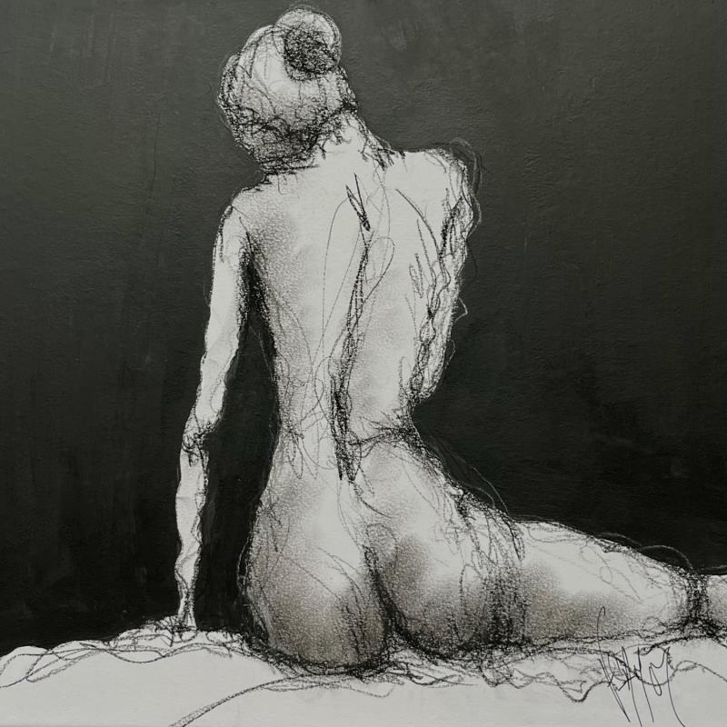 Painting Constance dos by Sahuc François | Painting Figurative Acrylic, Pastel Minimalist, Nude