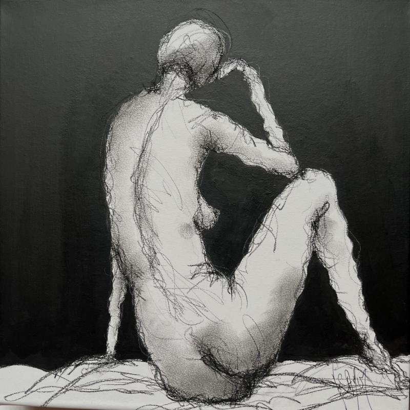 Painting Isabelle by Sahuc François | Painting Figurative Acrylic, Pastel Minimalist, Nude