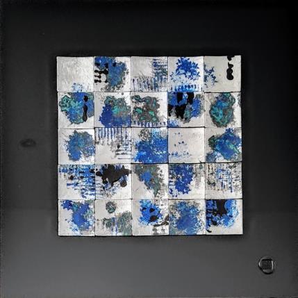 Gemälde Blue Mirror von Bauquel Véronique | Gemälde Abstrakt Collage Minimalistisch