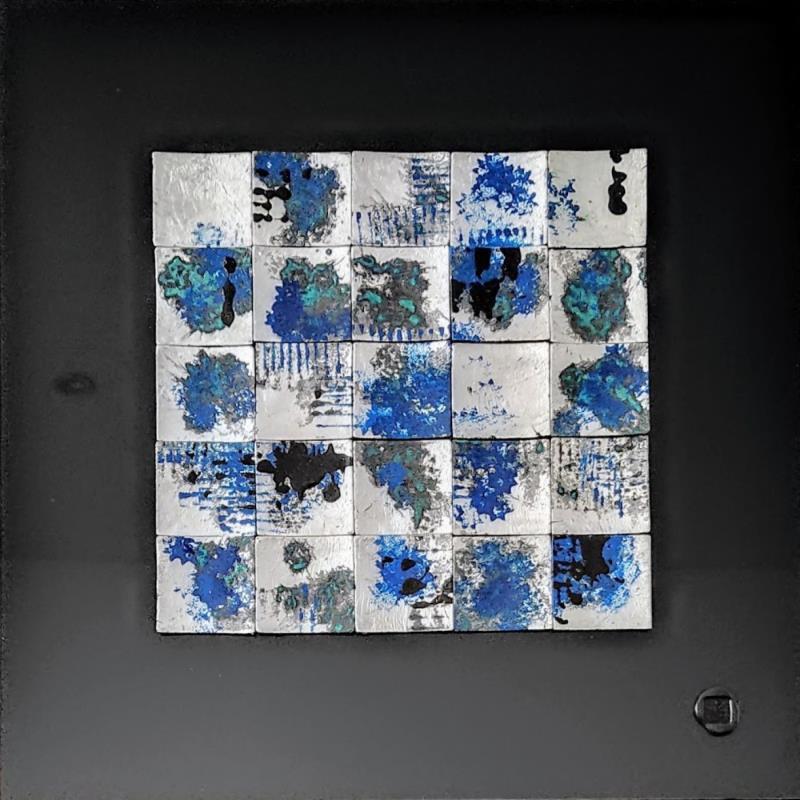 Gemälde Blue Mirror von Bauquel Véronique | Gemälde Abstrakt Minimalistisch Collage