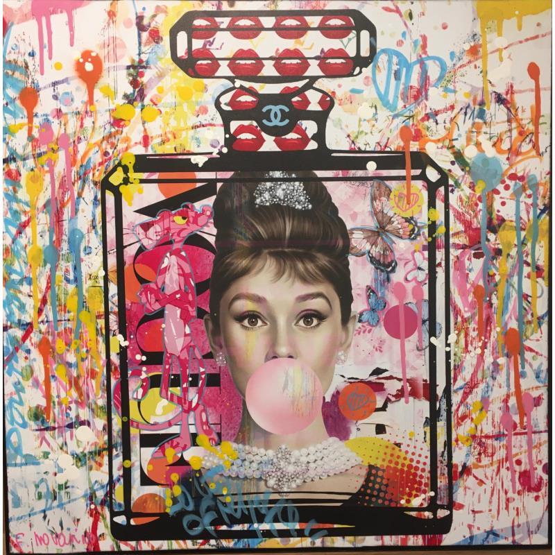 Painting Adorable Audrey by Novarino Fabien | Painting Pop-art Gluing Pop icons