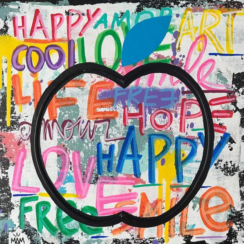 Gemälde POMME D'HAPPY von Mam | Gemälde Pop-Art Gesellschaft Urban Stillleben Acryl