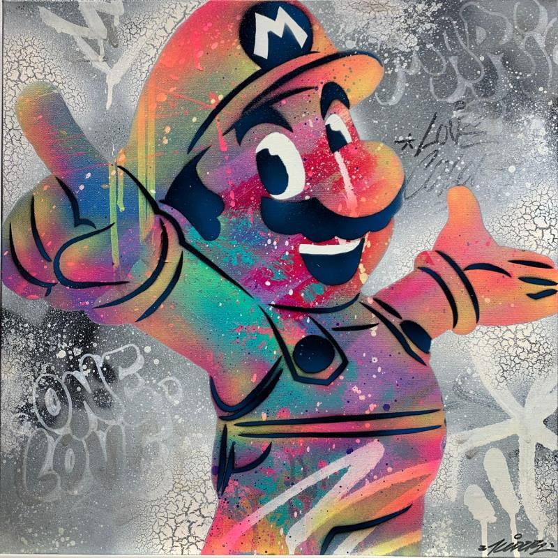 Peinture Mario multicolors par Kedarone | Tableau Pop-art Icones Pop Graffiti Acrylique