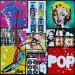 Peinture POP NY (Warhol) par Costa Sophie | Tableau Pop-art Icones Pop Acrylique Collage Upcycling