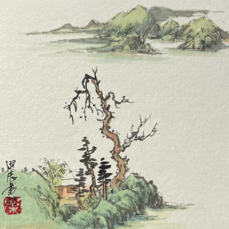 Peinture Quiet Lakeside par Yu Huan Huan | Tableau Figuratif Paysages Encre