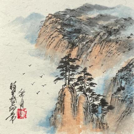 Painting Trees on Mountains by Yu Huan Huan | Painting Figurative Ink Landscapes